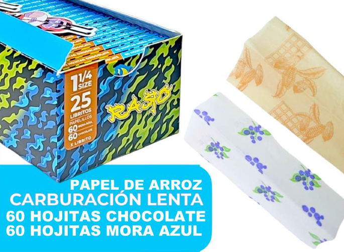 Papel de arroz carb. lenta 1/4 (chocolate y mora azul)