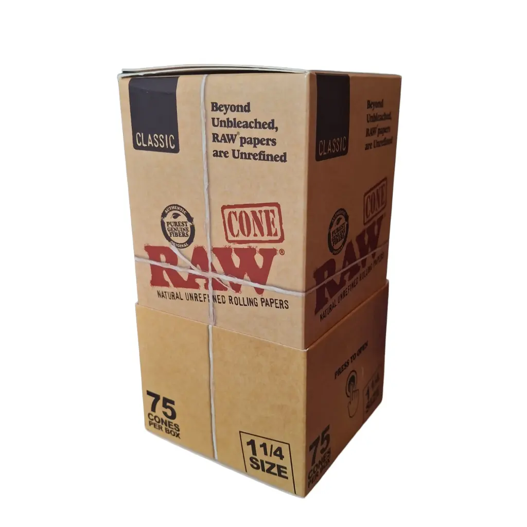 RAW Classic 1 1/4 Conos Pre-Enrolados - Pack de 75