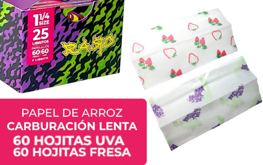Papel de arroz carb. lenta 1/4 (uva y fresa)