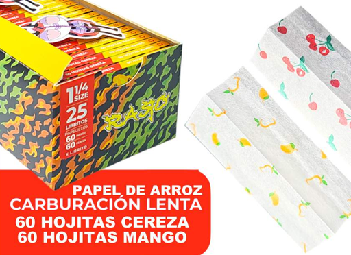 Papel de arroz carb. lenta 1/4 (cereza y mango)