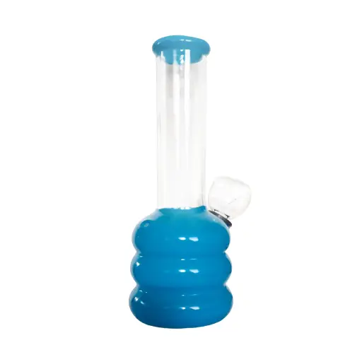 [BONG27/69] Bong de Vidrio Azul (13,5 cm aprx) – Edición Colorida