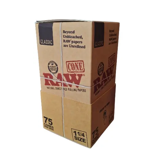 [RAWCONE75PK-1/4] RAW Classic 1 1/4 Conos Pre-Enrolados - Pack de 75